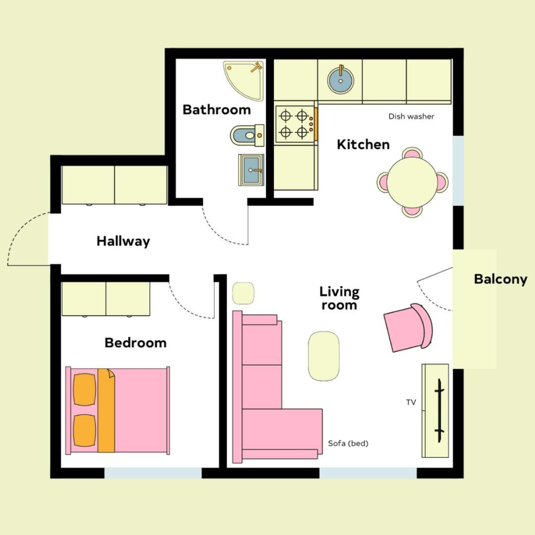 Candy-Colored Two-Room Condo With Sweet Views Helsinki Oda fotoğraf